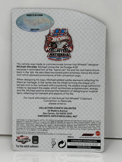 Hot Wheels 2011 11th Collectors Nationals '66 Dodge A100 1:64 Diecast 973/1200