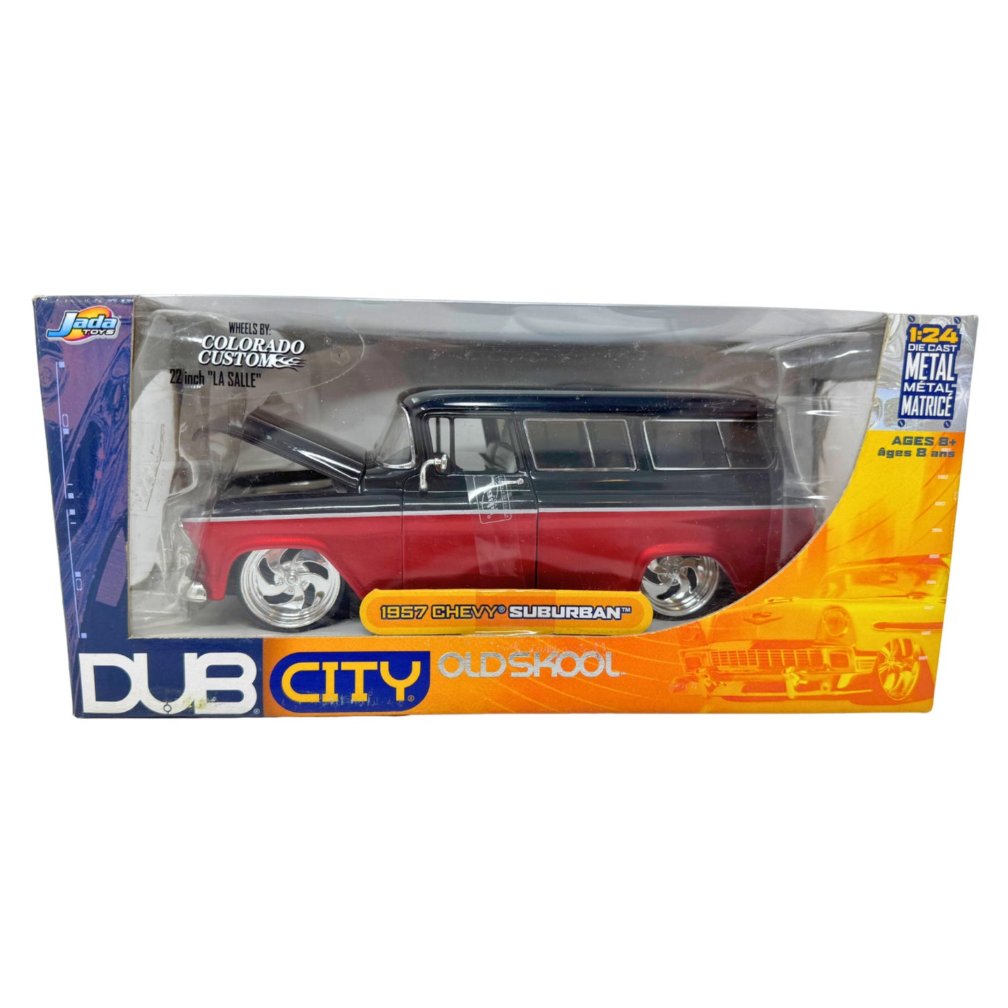 Jada Dub City 1957 Chevy Suburban 1:24 Diecast Colorado Custom Wheels 22 Inch