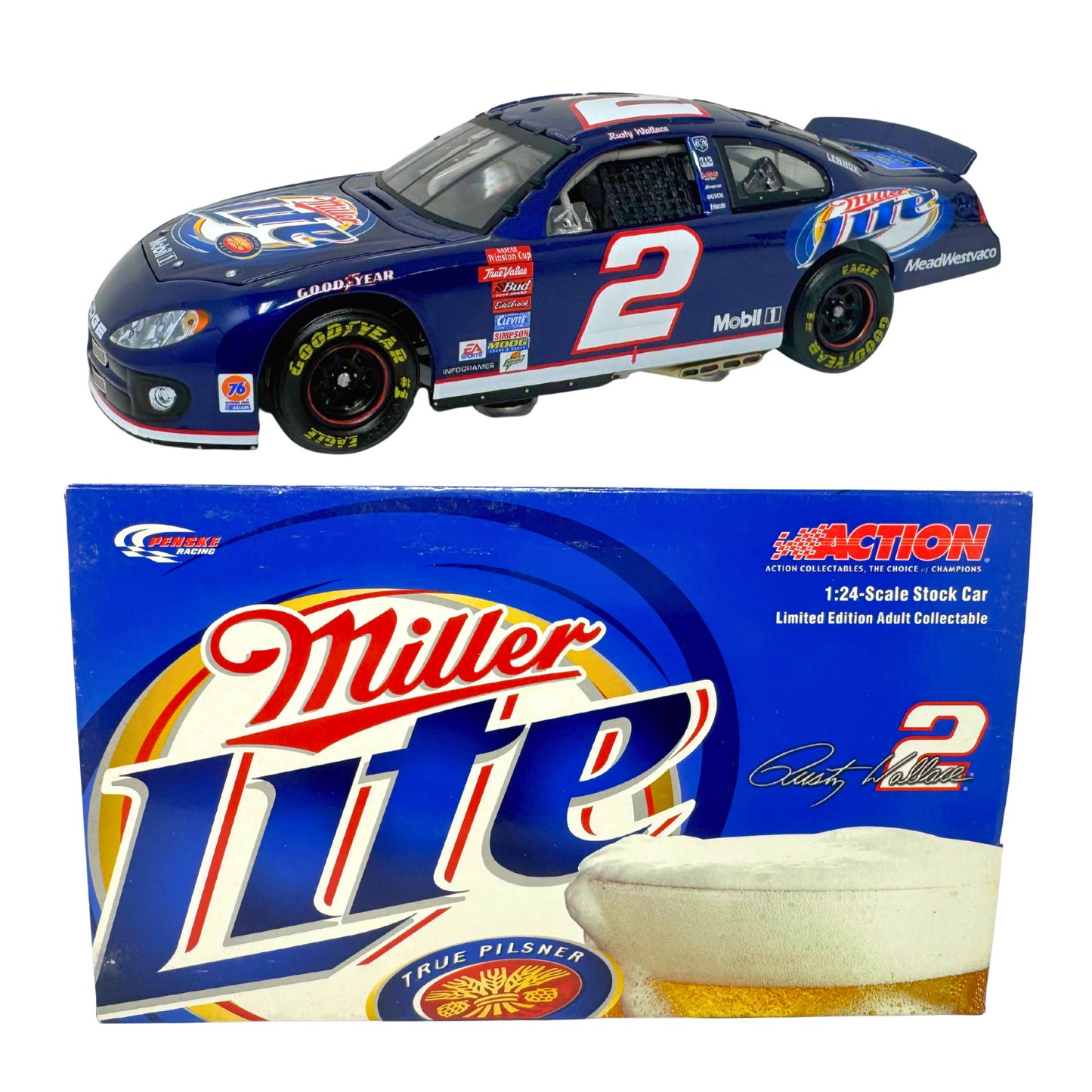 Action Nascar Rusty Wallace #2 Miller Lite 2003 Dodge Intrepid 1:24 Diecast