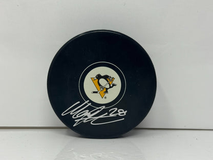 Marcus Pettersson Pittsburgh Penguins Signed NHL Autograph Puck Silver Auto