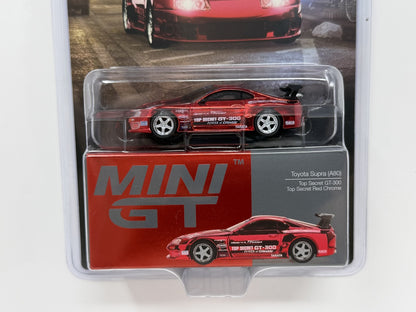 Mini GT Top Secret Toyota Supra A80 GT-300 Red Chrome 1:64 Diecast