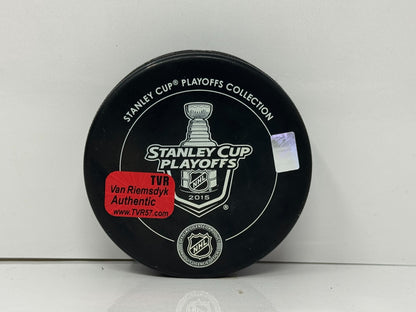 Trevor van Riemsdyk Chicago Blackhawks Signed NHL Autograph Puck Silver Auto