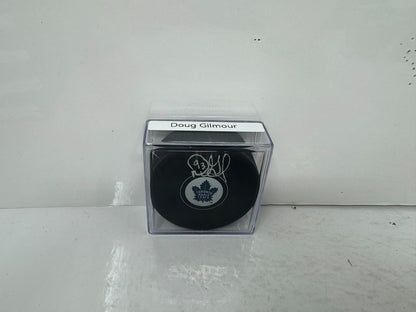 Doug Gilmour Toronto Maple Leafs Signed NHL Autograph Puck Silver Auto