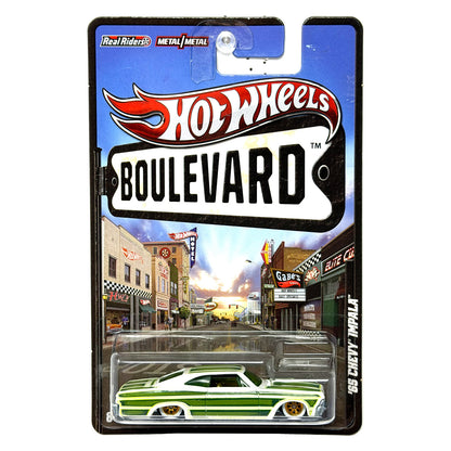 Hot Wheels Boulevard 1965 Chevrolet Impala 1:64 Diecast Real Riders Green White