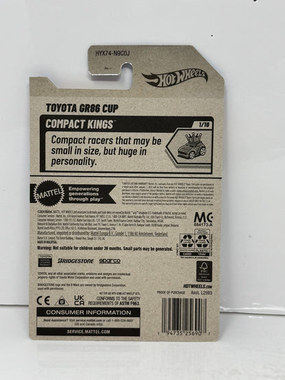 Hot Wheels Compact Kings Toyota GR86 Cup 1:64 Diecast Burgundy