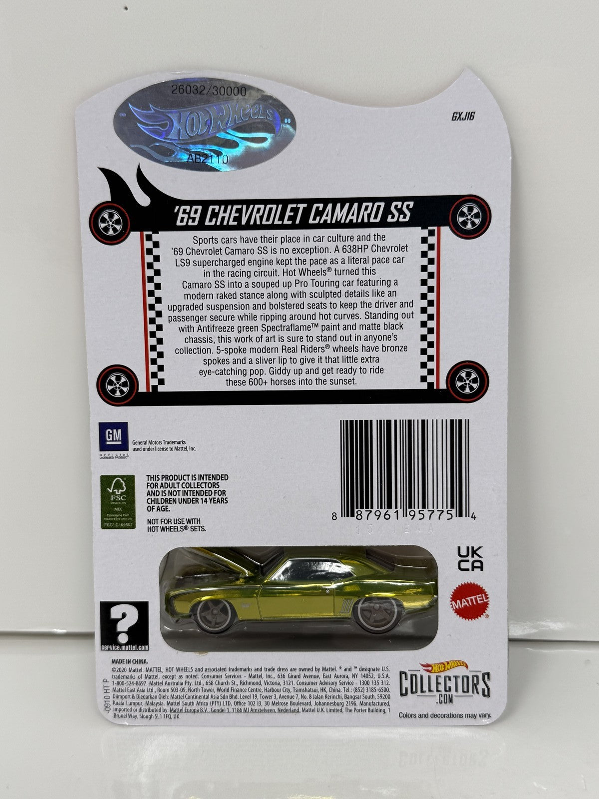Hot Wheels RLC Red Line Club 1969 Chevrolet Camaro SS 1:64 Diecast 26032/30000