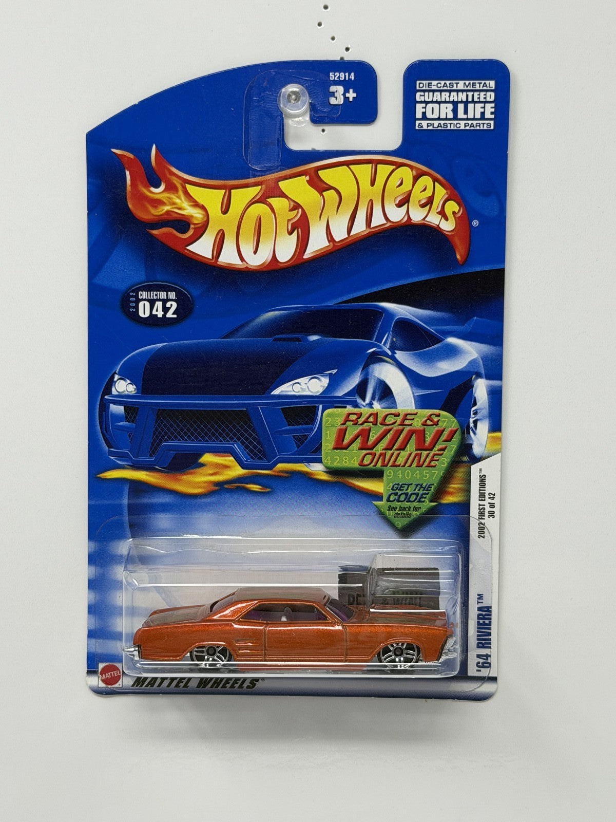 Hot Wheels 2002 First Editions 1964 Buick Riviera 1:64 Diecast Orange US Card
