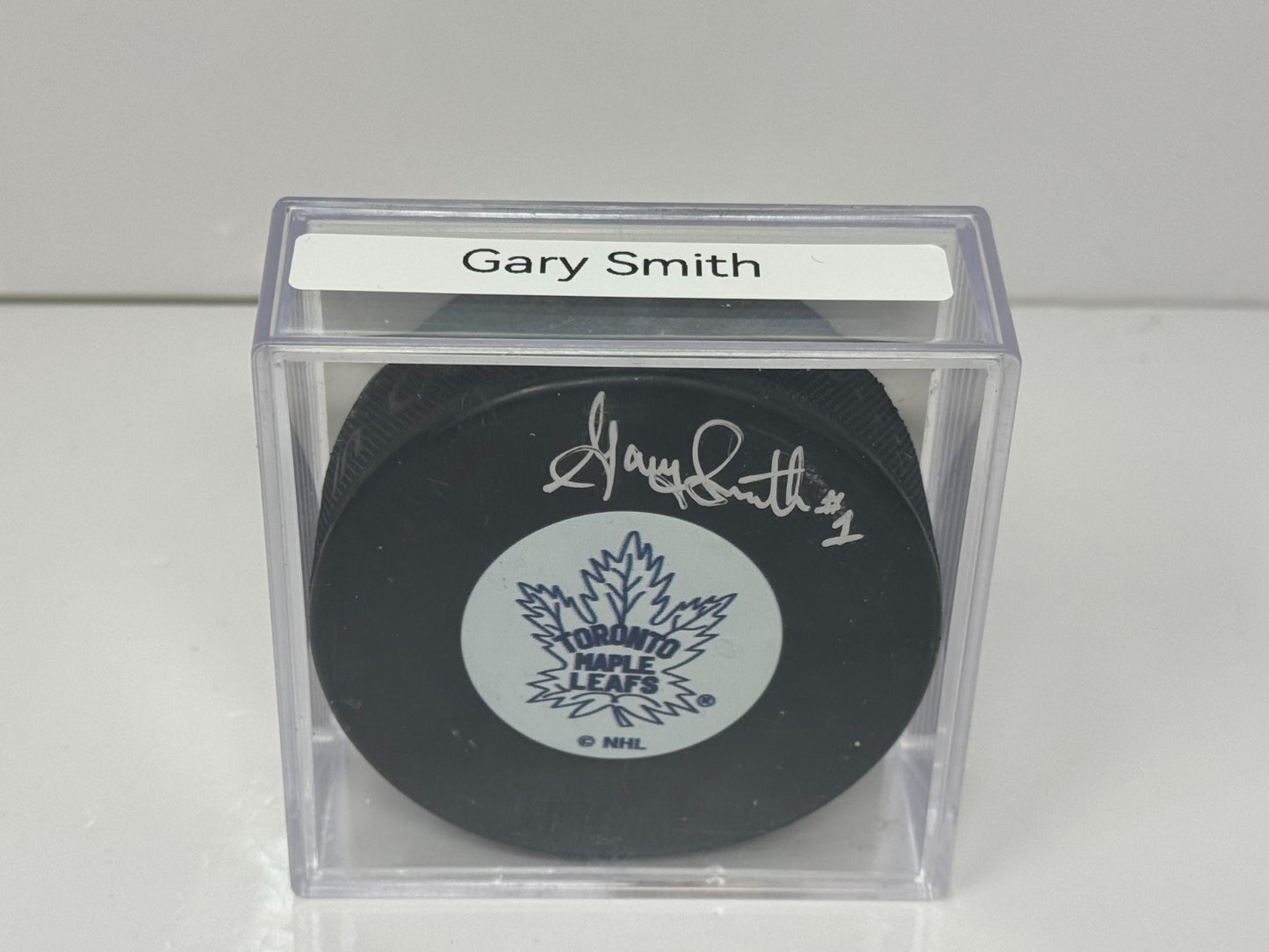 Gary Smith Toronto Maple Leafs Signed NHL Autograph Puck Silver Auto