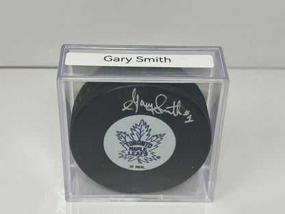 Gary Smith Toronto Maple Leafs Signed NHL Autograph Puck Silver Auto