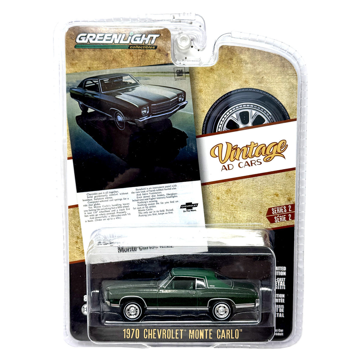 GreenLight Vintage Ad Cars 1970 Chevrolet Monte Carlo 1:64 Diecast