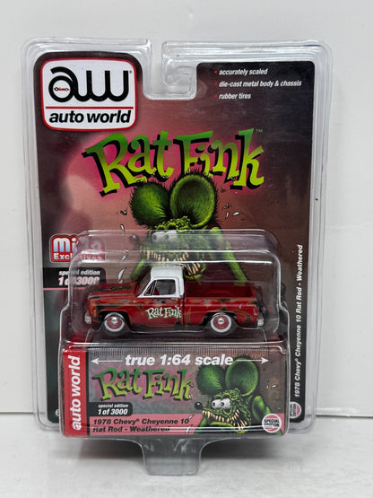 Auto World Rat Fink 1978 Chevrolet Cheyenne 10 Rat Rod Weathered 1:64 Diecast