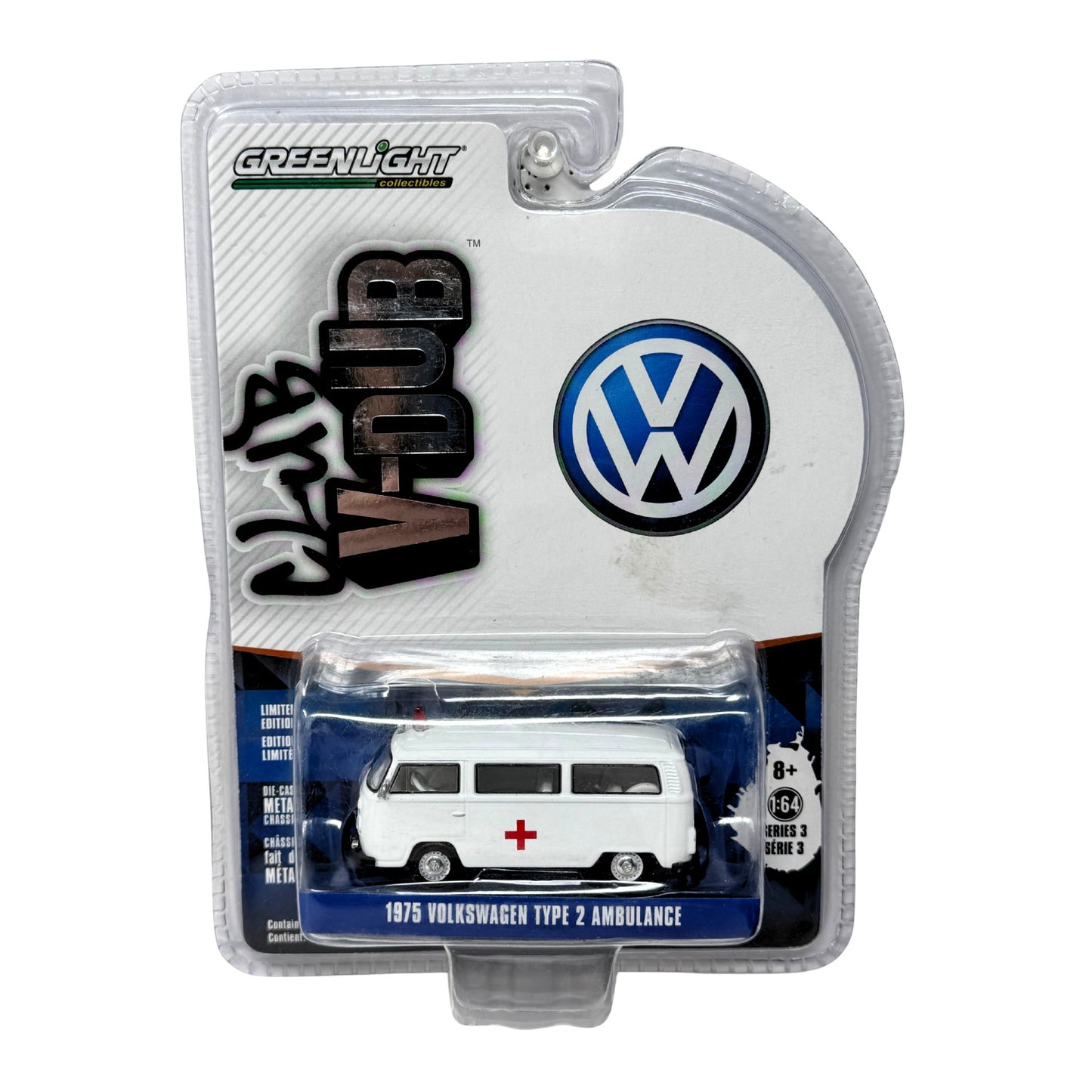 Greenlight Club V-Dub 1975 Volkswagen Type 2 Ambulance 1:64 Diecast