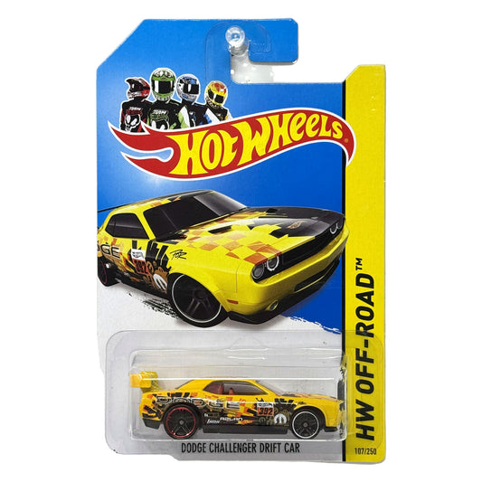 Hot Wheels Off-Road Dodge Challenger Drift Car 1:64 Diecast Yellow