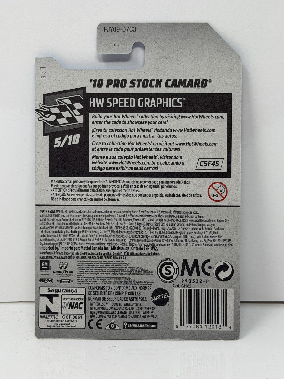 Hot Wheels Speed Graphics 2010 Chevrolet Pro Stock Camaro 1:64 Diecast Moon Eyes