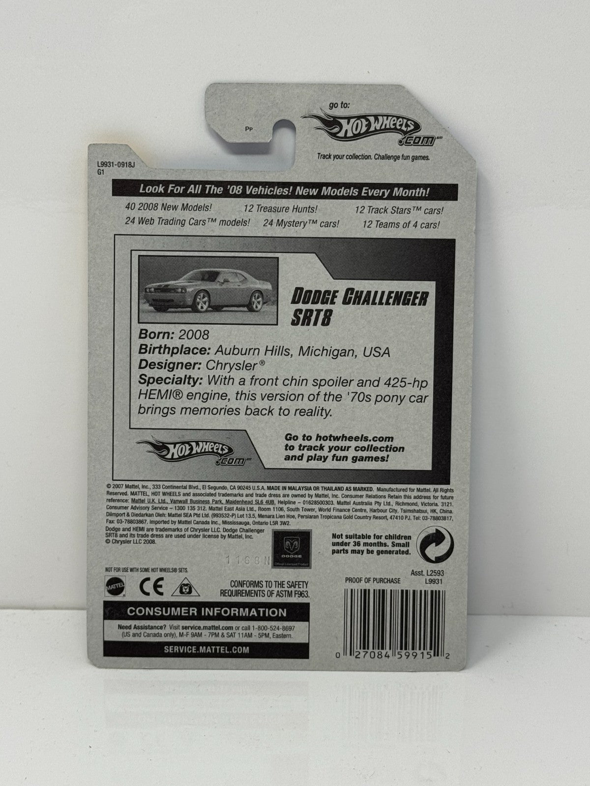 Hot Wheels New Models 2008 Dodge Challenger SRT8 1:64 Diecast Factory Sealed