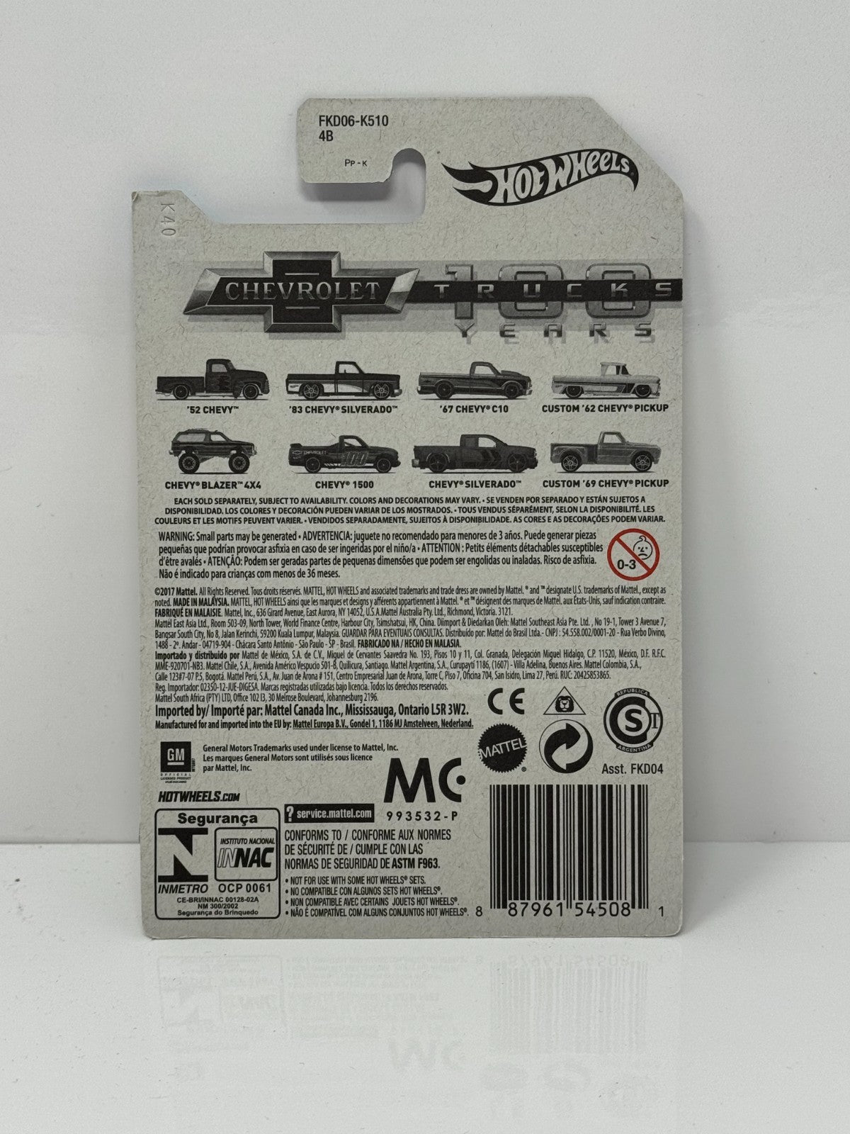 Hot Wheels Chevrolet Trucks 100 Years Custom 1962 Chevy Pickup 1:64 Diecast