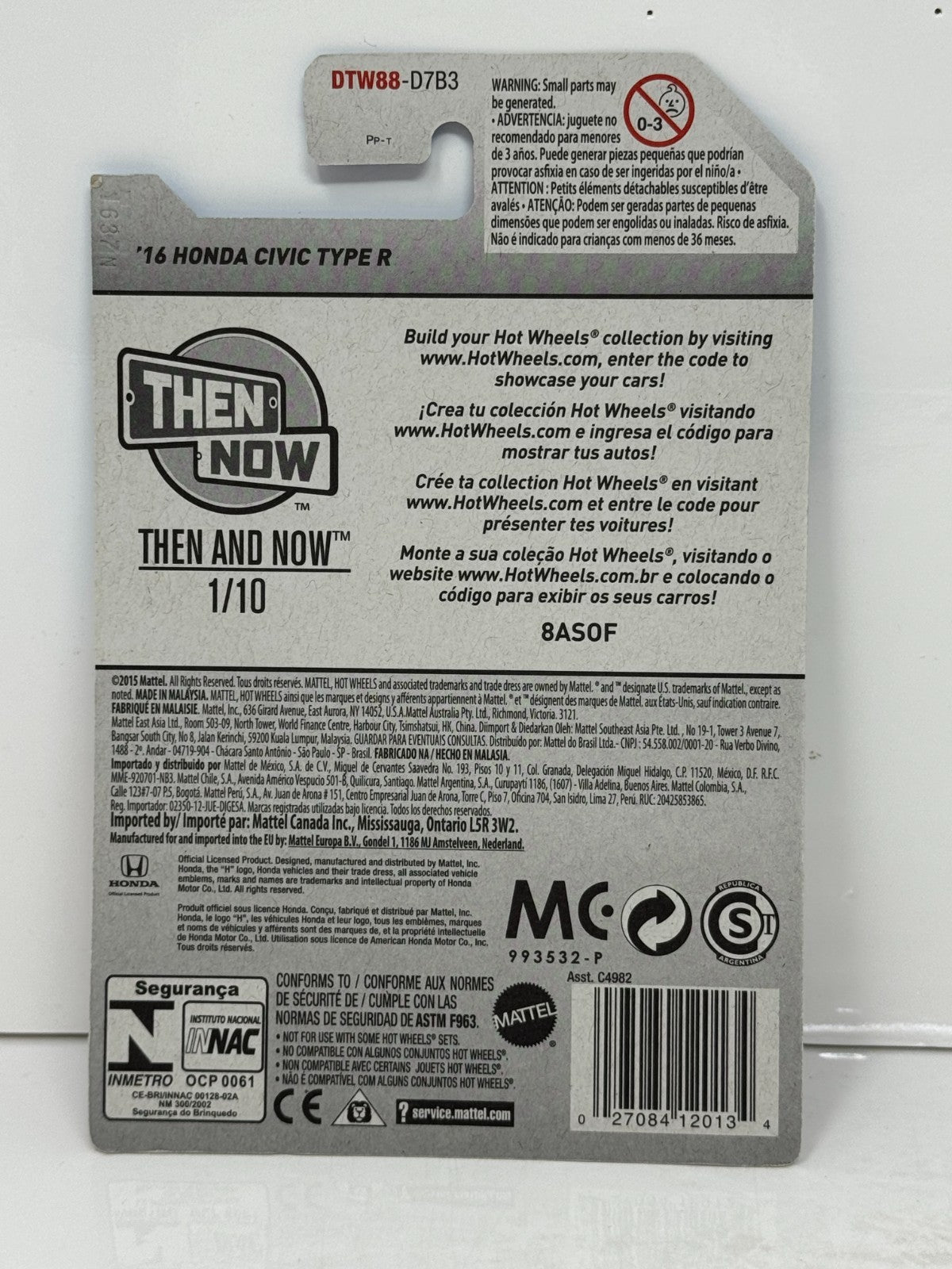 Hot Wheels Then and Now 2016 Honda Civic Type R 1:64 Diecast White V2