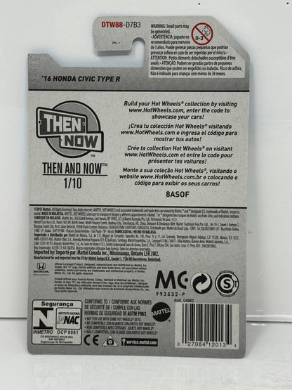 Hot Wheels Then and Now 2016 Honda Civic Type R 1:64 Diecast White V2