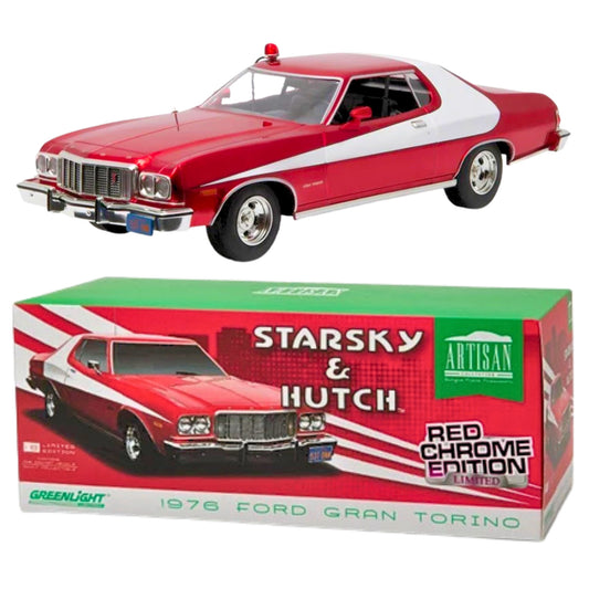 Greenlight Starsky & Hutch 1976 Ford Gran Torino Red Chrome Edition 1:18 Diecast