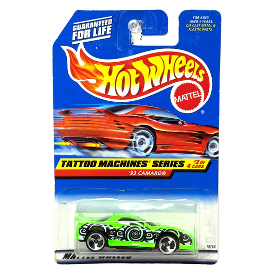 Hot Wheels Tattoo Machines Series 1993 Chevrolet Camaro 1:64 Diecast Green