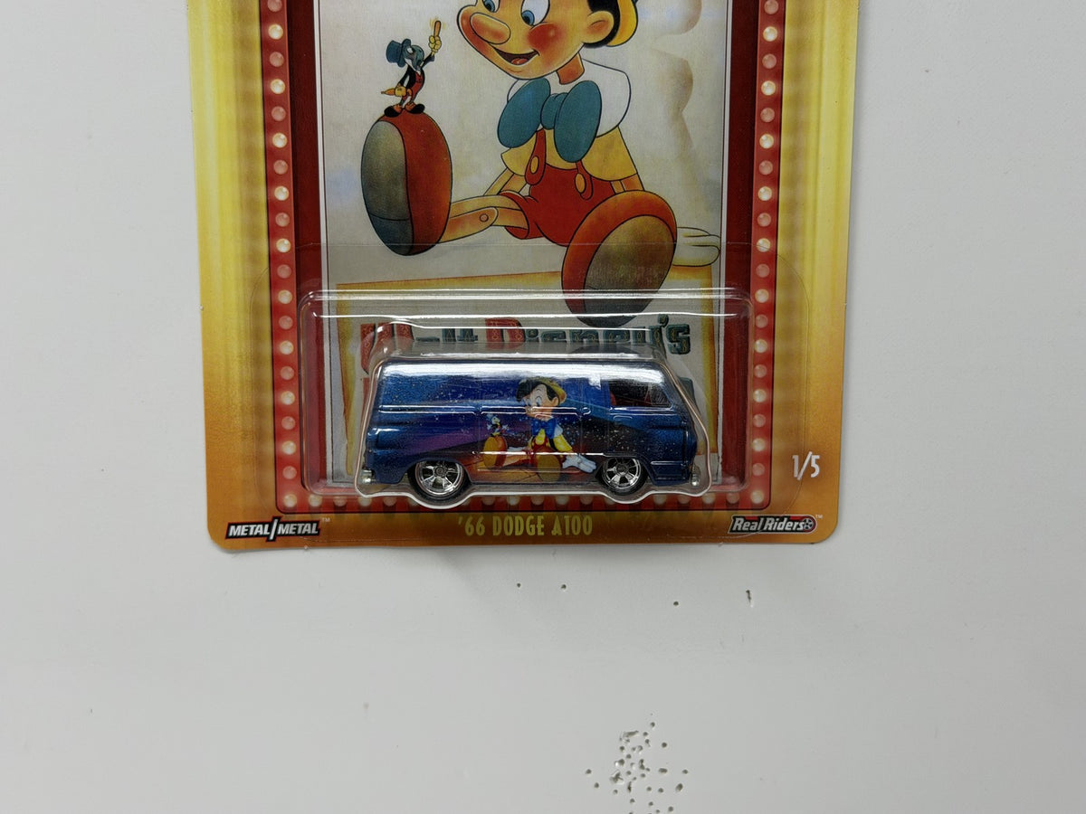 Hot Wheels Premium Disney Pinocchio 1966 Dodge A100 1:64 Diecast Real Riders