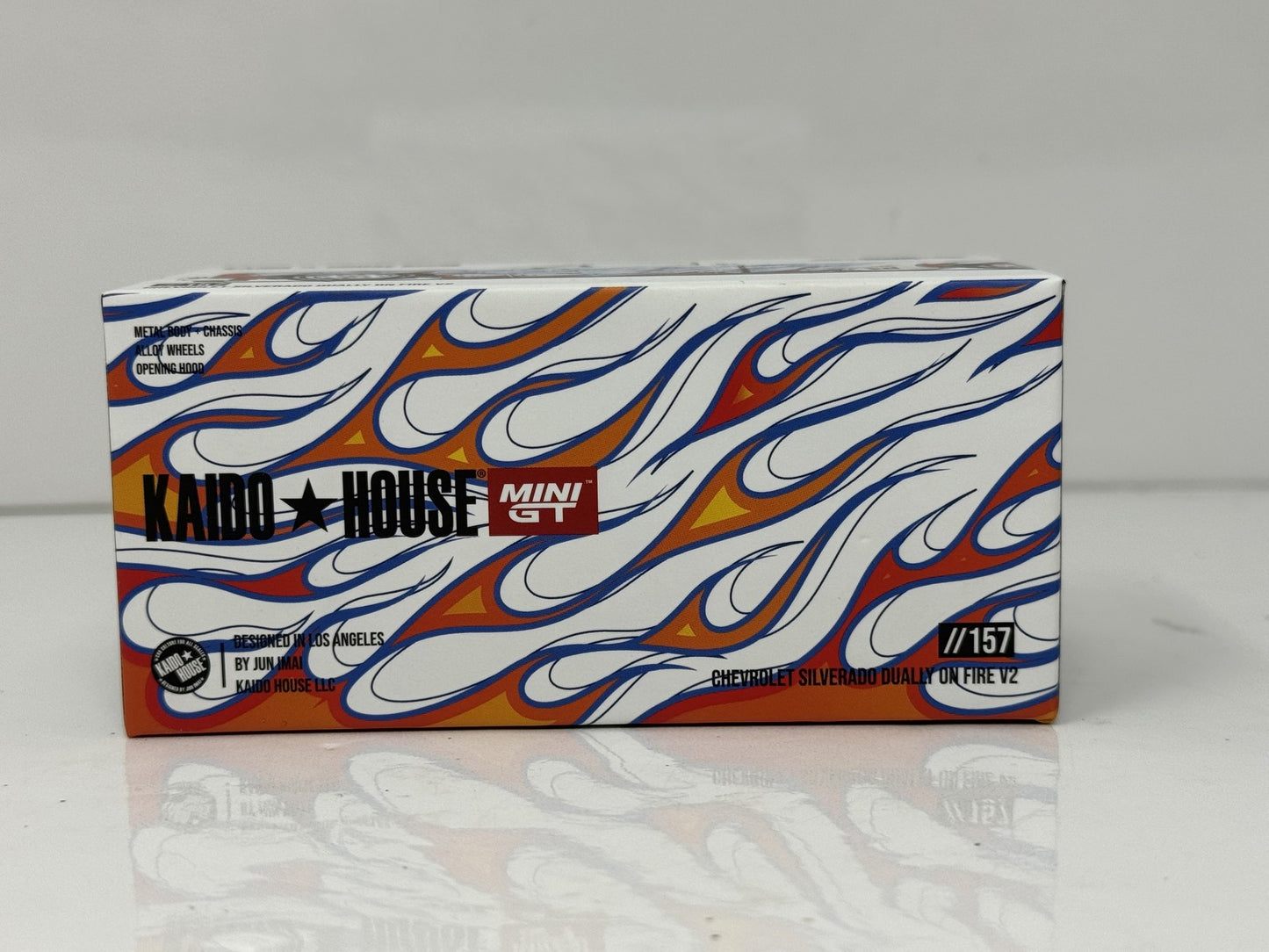 Kaido House MINI GT Chevrolet Silverado Dually On Fire V2 1:64 Diecast
