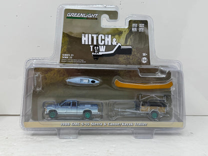 Greenlight Hitch & Tow 1988 GMC S-15 Sierra & Canoe Trailer CHASE 1:64 Diecast
