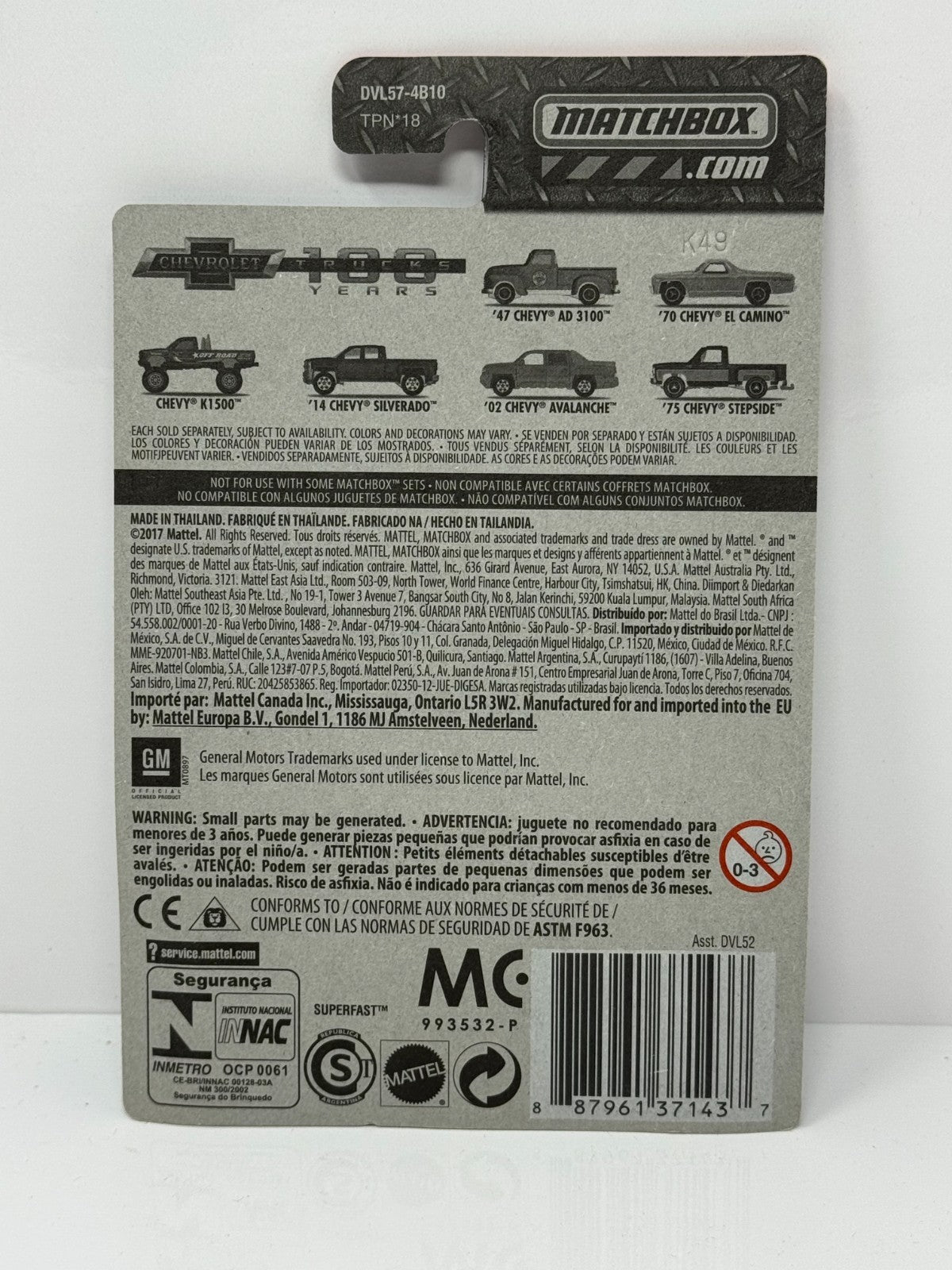Matchbox Chevrolet Trucks 100 Years 2002 Chevy Avalanche 1:64 Diecast