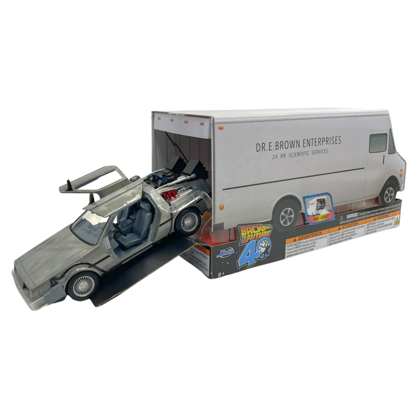 Jada Back to the Future 40th Anniv. Time Machine w/ Truck Packaging 1:24 Diecast