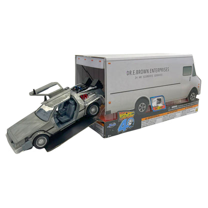 Jada Back to the Future 40th Anniv. Time Machine w/ Truck Packaging 1:24 Diecast