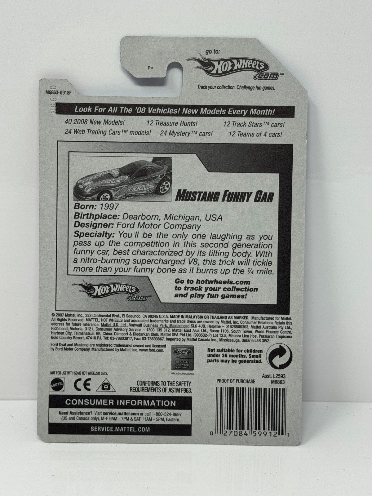 Hot Wheels Team Drag Racing Mustang Funny Car 1:64 Diecast Factory Sealed Black