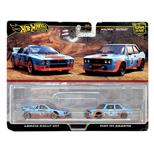 Hot Wheels Premium Gulf Lancia Rally 037 & Fiat 131 Abarth 2-Pack 1:64 Diecast