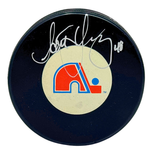 Scott Young Quebec Nordiques Signed NHL Autograph Puck Silver Auto COA AJ Sports