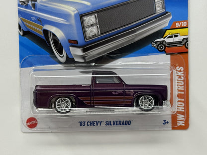 Hot Wheels Hot Trucks 1983 Chevy Silverado 1:64 Diecast Purple Custom Real Rider