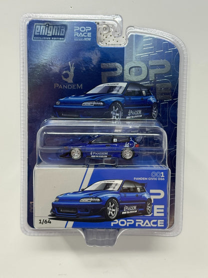 Pop Race Honda Civic EG6 Pandem Metallic Blue Enigma Exclusive 1:64 Diecast