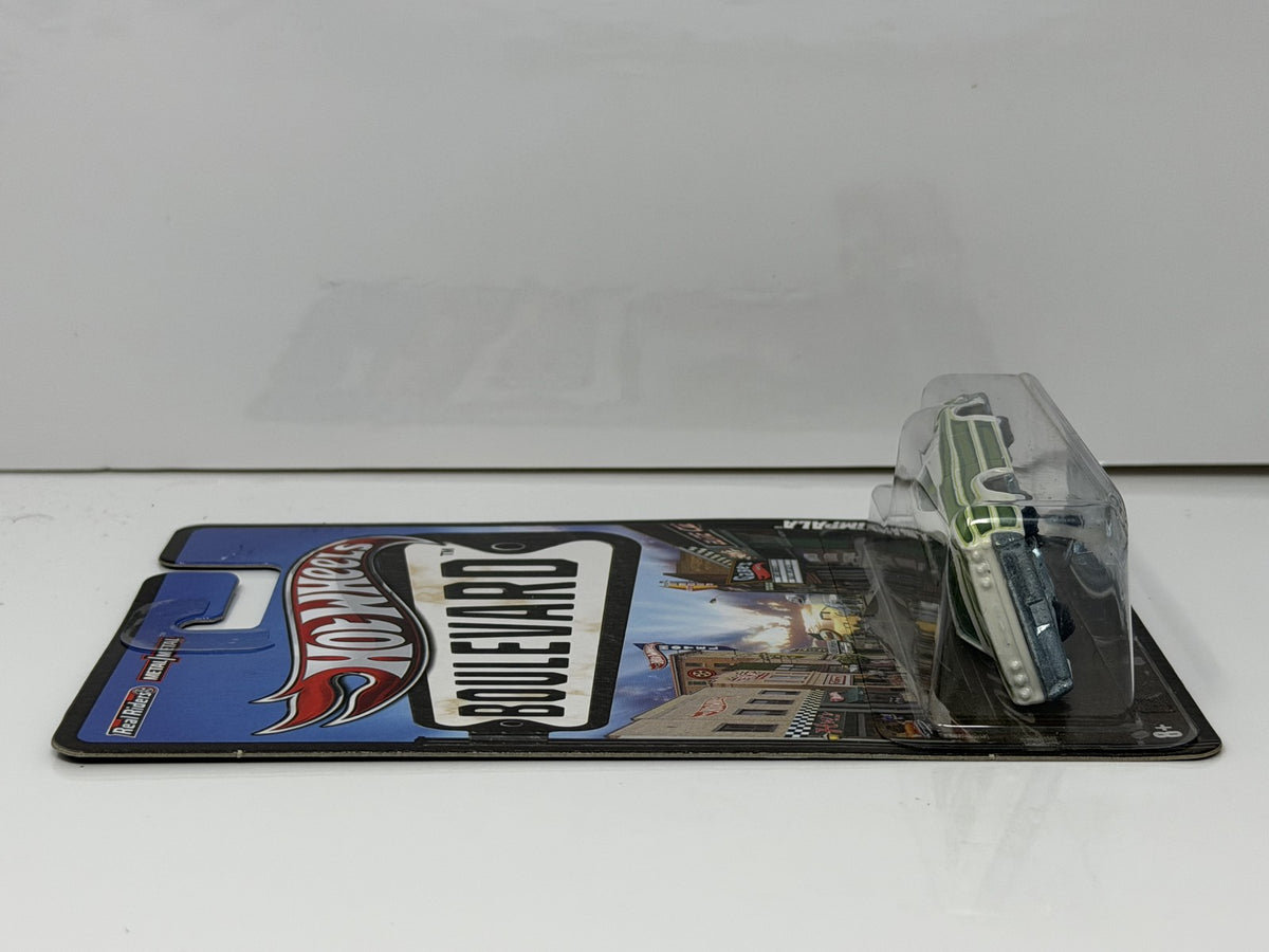 Hot Wheels Boulevard 1965 Chevrolet Impala 1:64 Diecast Real Riders Green White