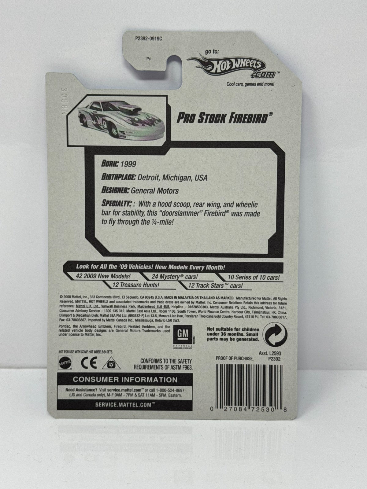 Hot Wheels Racing Pro Stock Firebird 1:64 Diecast Factory Sealed