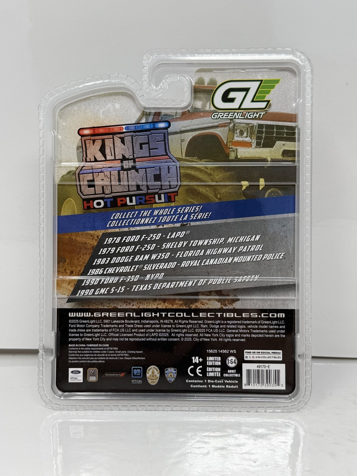 Greenlight Kings of Crunch Hot Pursuit 1990 Ford F-350 NYPD 1:64 Diecast
