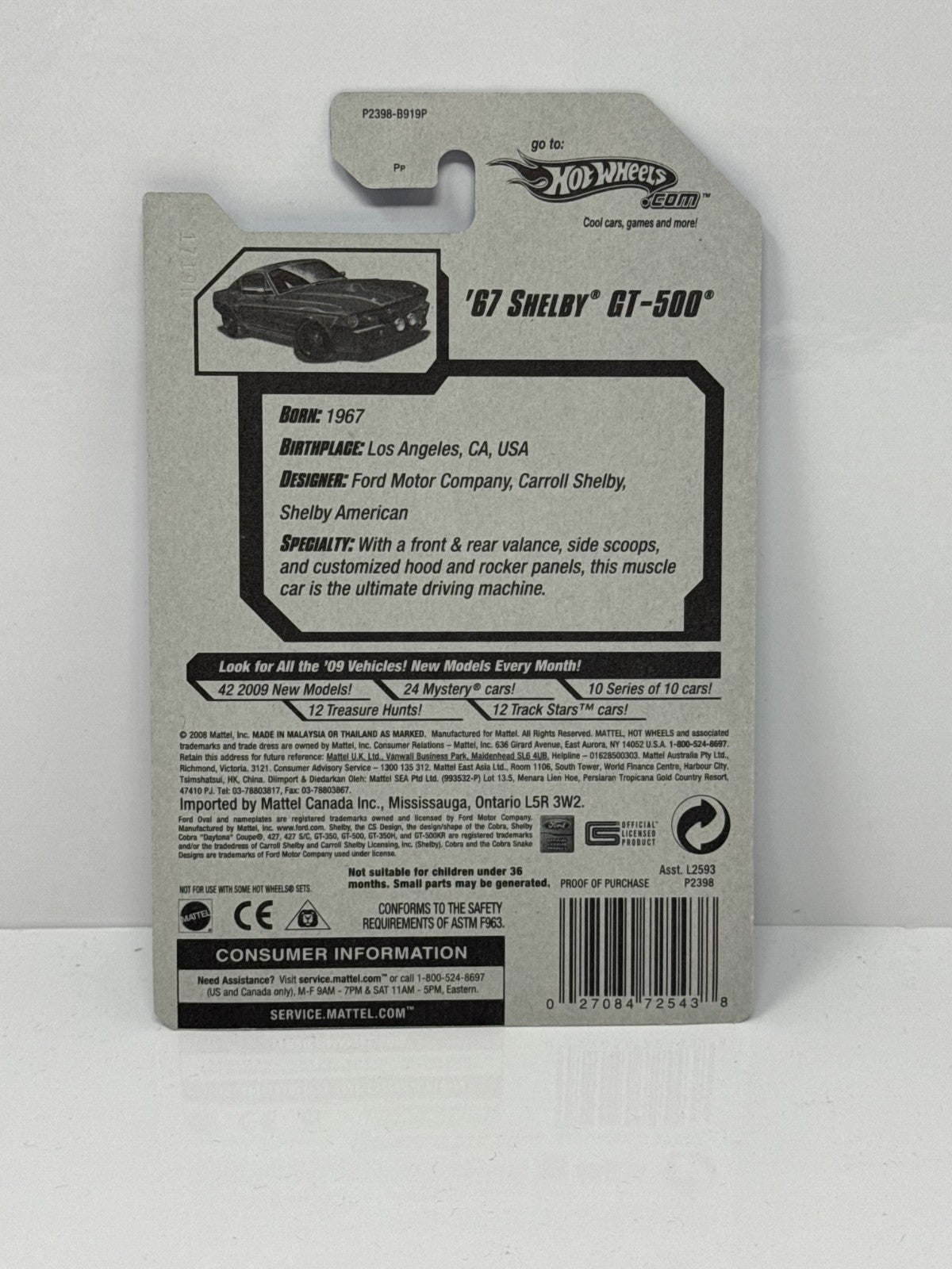 Hot Wheels Muscle Mania 1967 Shelby GT500 1:64 Diecast Factory Sealed