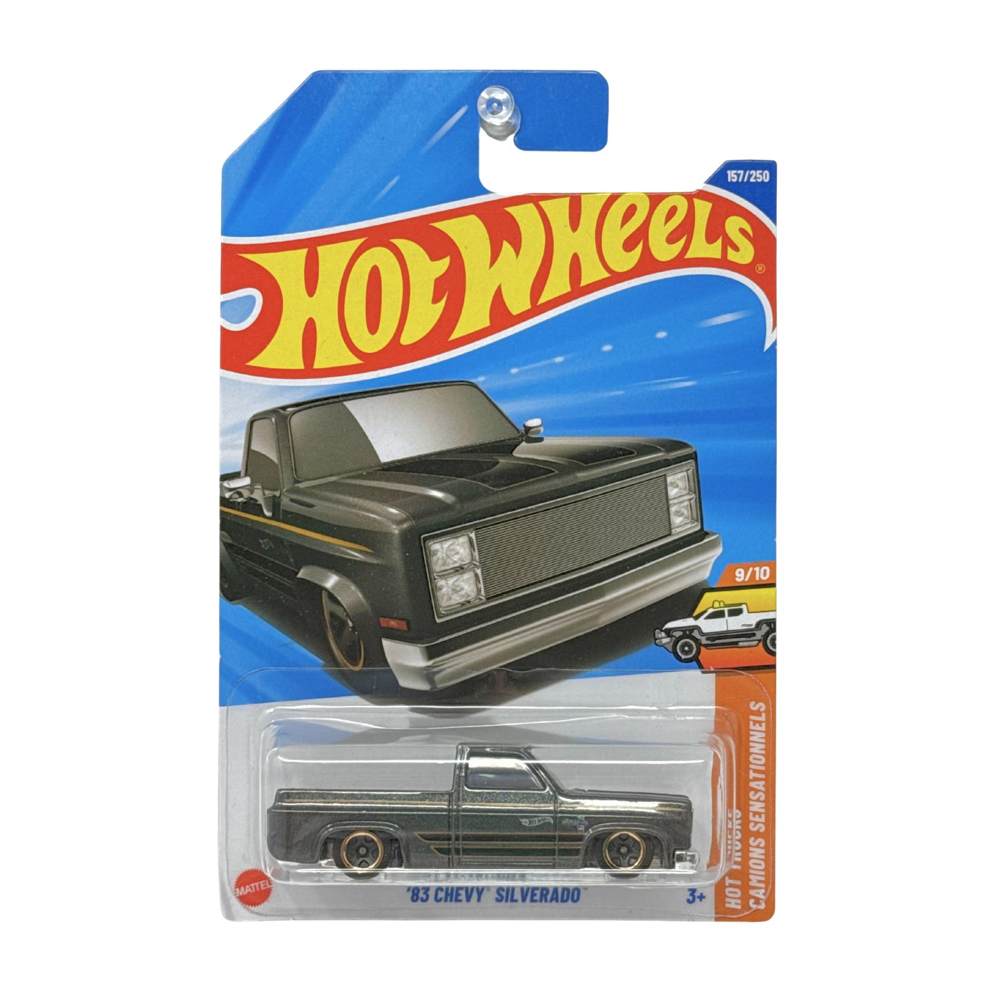 Hot Wheels Hot Trucks 1983 Chevy Silverado Black Gold Trim 1:64 Diecast