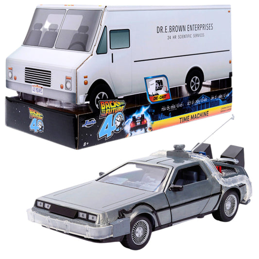 Jada Back to the Future 40th Anniv. Time Machine w/ Truck Packaging 1:24 Diecast