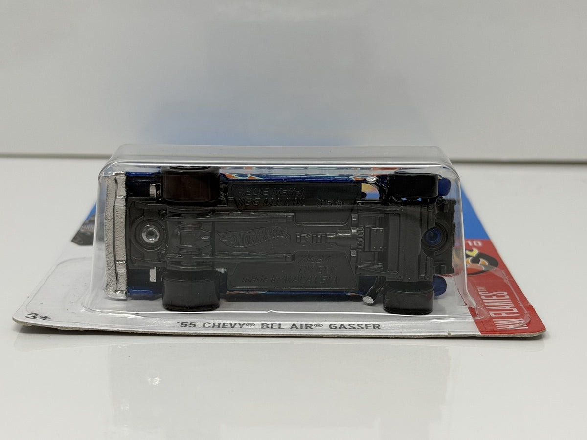 Hot Wheels HW Flames 1955 Chevy Bel Air Gasser Blue 1:64 Diecast
