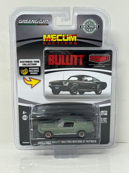 Greenlight Mecum Auctions 1968 Ford Mustang GT Fastback Bullitt 1:64 Diecast