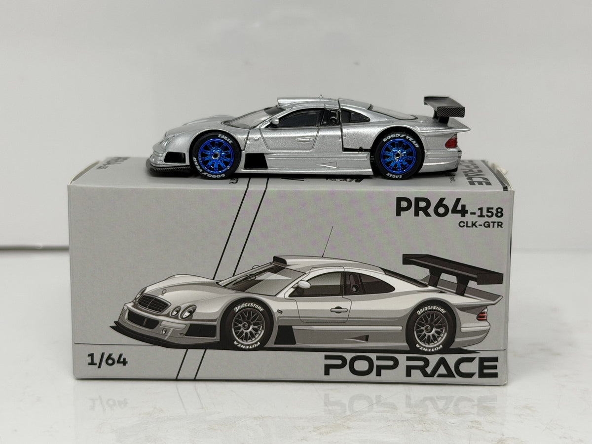 Pop Race Mercedes-Benz CLK-GTR Silver 1:64 Diecast