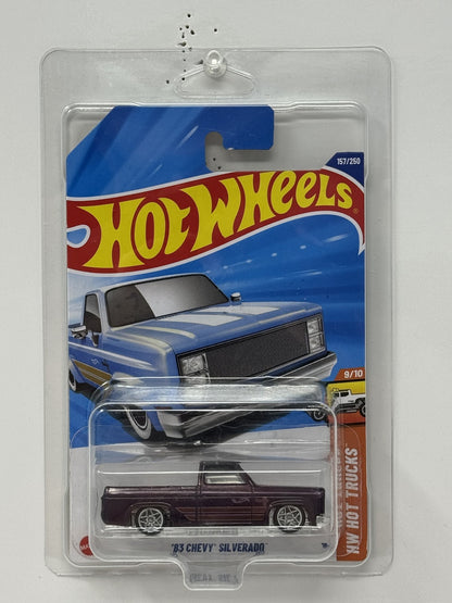 Hot Wheels Hot Trucks 1983 Chevy Silverado 1:64 Diecast Black Custom Real Riders