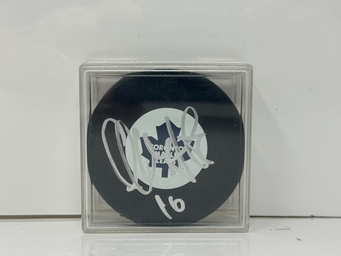 Clarke MacArthur Toronto Maple Leafs Signed NHL Autograph Puck Silver Auto