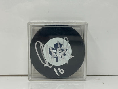 Clarke MacArthur Toronto Maple Leafs Signed NHL Autograph Puck Silver Auto