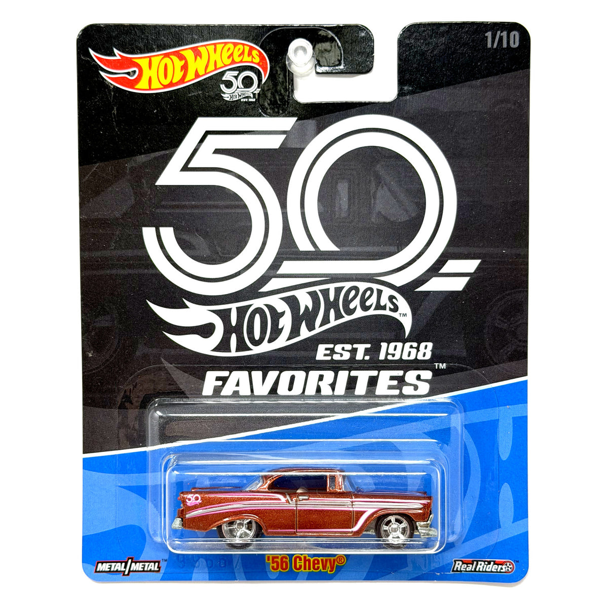 Hot Wheels 50th Favorites 1956 Chevrolet 1:64 Diecast Real Riders