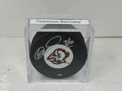 Matthew Barnaby Buffalo Sabres Signed NHL Autograph Puck Silver Auto