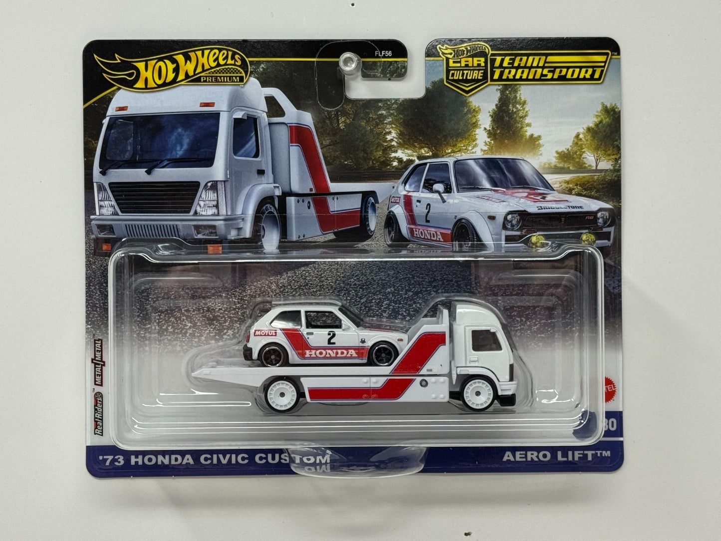 Hot Wheels Premium Team Transport 1973 Honda Civic Custom & Hauler 1:64 Diecast